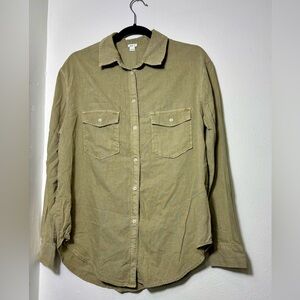 Aerie Linen Khaki Button-Up Shirt